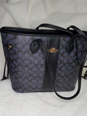 Black & Charcoal Signature Canvas Tote